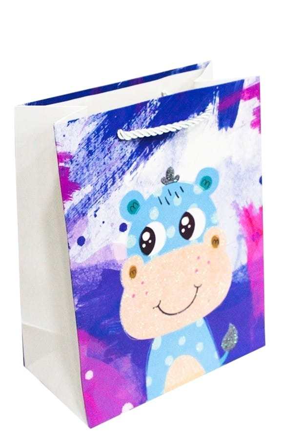 SACOLA PRESENTE LUXO BICHINHOS GLITER 23X18X10CM